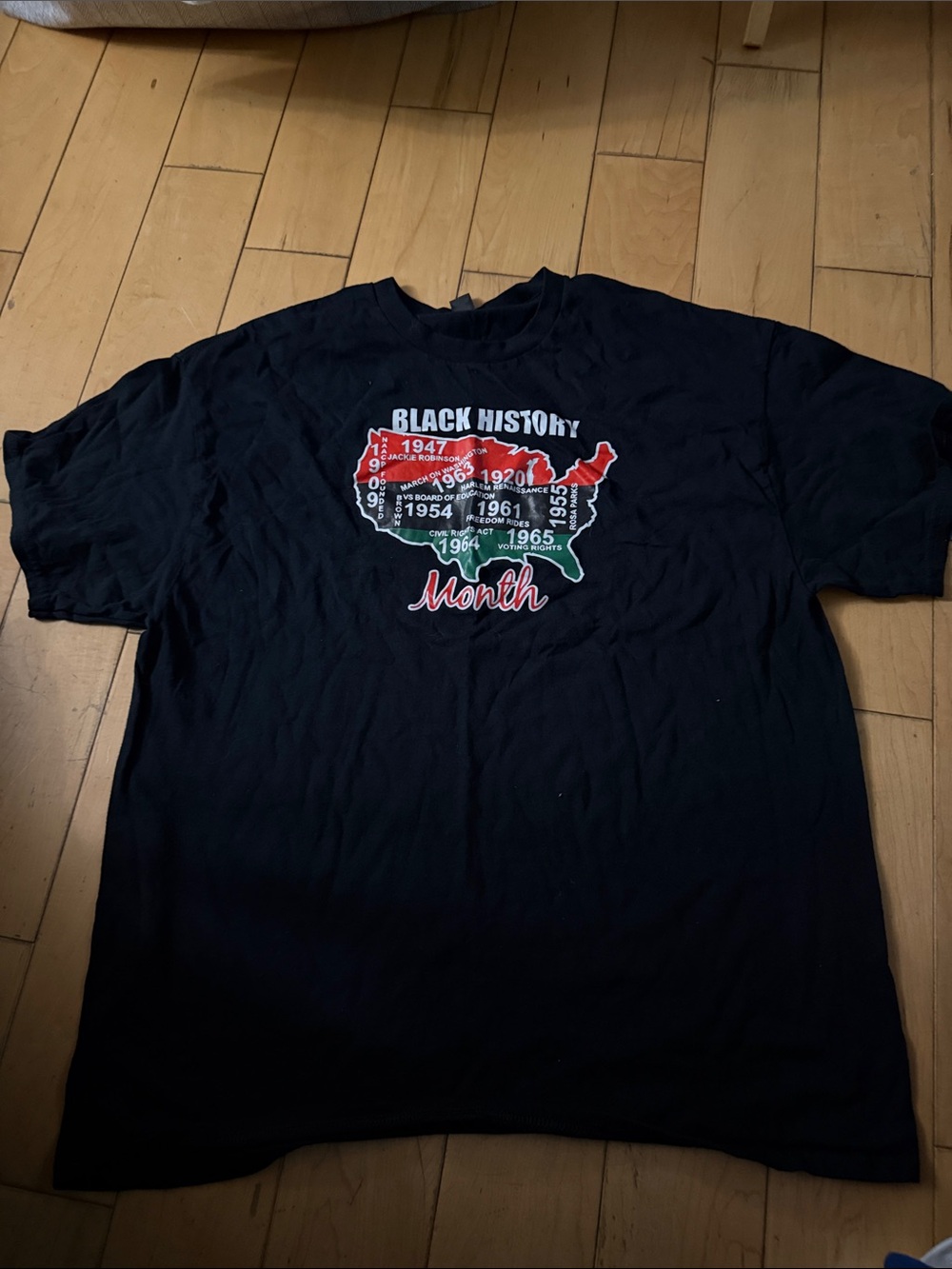 Gildan Black Black History Month Graphic Tee with Red and Green Map